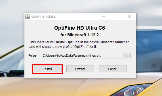 Install OptiFine