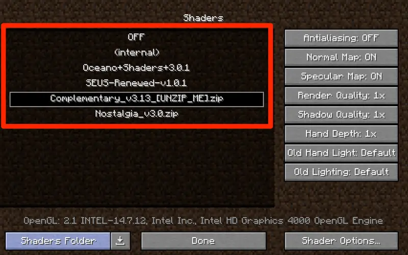 Install the Shader Pack