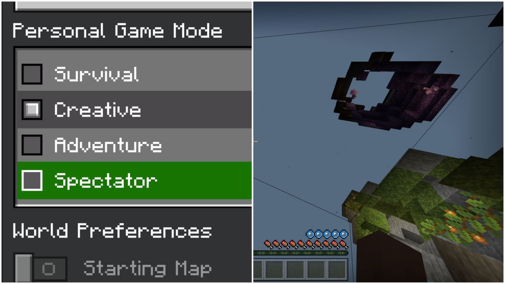 Change Spectator Mode in Minecraft Bedrock Edition