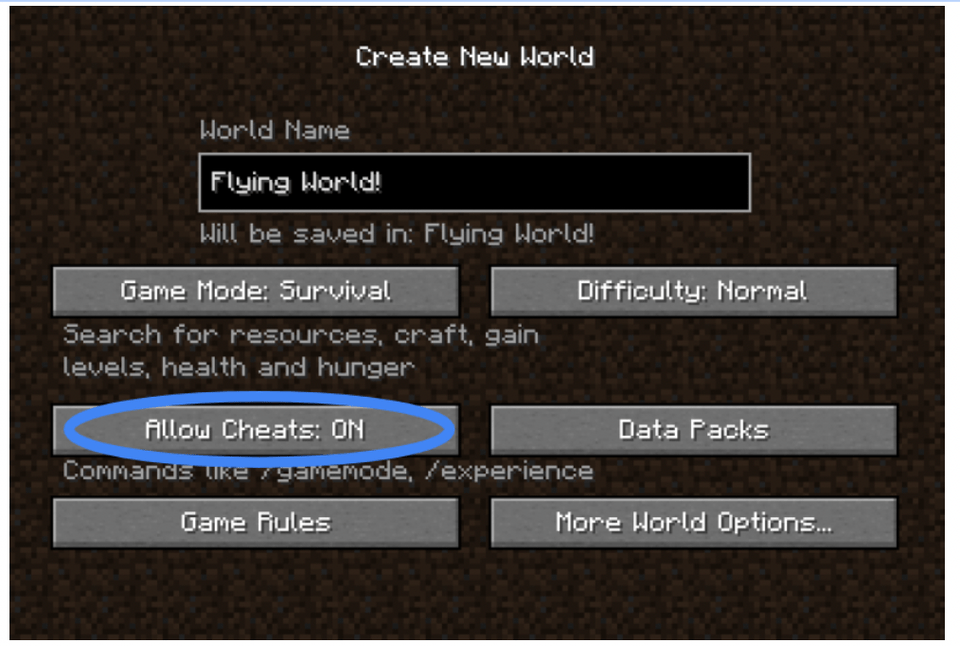 Cheat to fly Survival Mode Minecraft