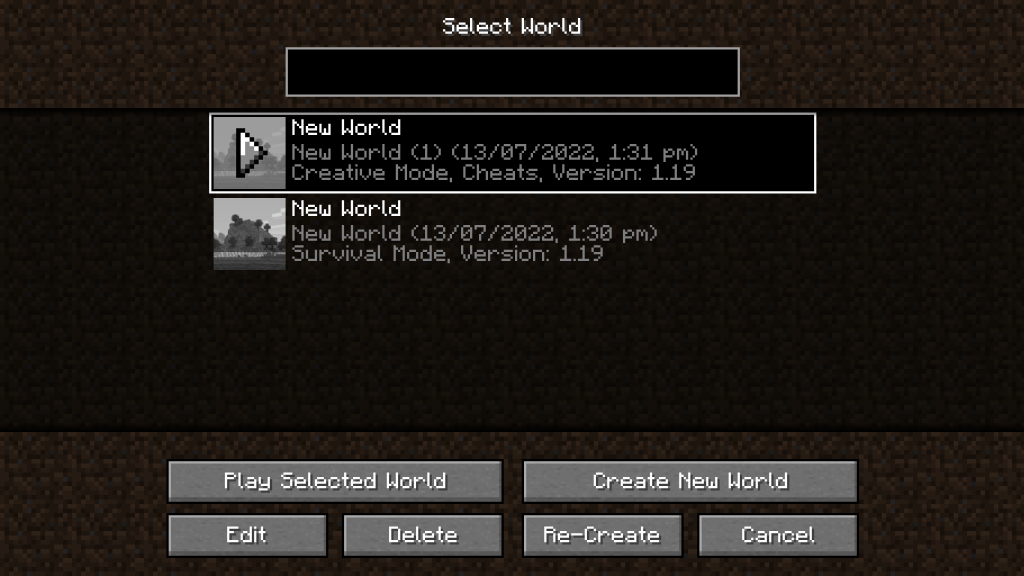 Create a New World-Minecraft Survival Mode